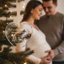 Heart's Sign Glass Christmas Pregnancy Ornament 2025 | Unique Christmas Pregnancy Announcement | Bump's First Xmas Announcement | Baby on The Way