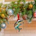 5 x Largemouth Bass Fish Ornament for Christmas Tree, 2D Flat Wooden Hanging Decor, Fishing Christmas Ornament 2025, Fishing Gifts for Men, Dad, Husband, Fisherman Christmas Decoration