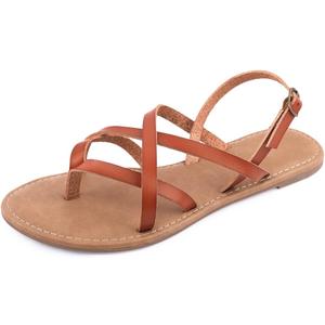 Women's Gladiator Flat Sandals Fisherman Strappy Sandals Ankle Strap Sandals, Size 9