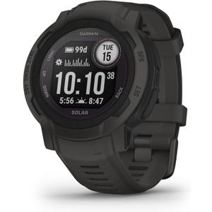 Garmin Instinct 2 Solar, GPS Outdoor Watch, Solar Charging Capabilities, Multi-GNSS Support, Tracbak Routing, Graphite (45 MM)