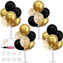 TONIFUL 4 Set Black Gold Balloon Centerpieces for Table,Balloon Stand Kit for Black Gold Party Decor 40th 50th 60th 70th Birthday Decorations Halloween Anniversary Graduation Decorations 2025