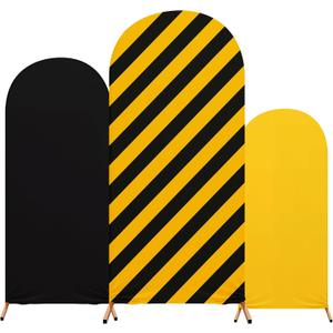 Construction Birthday Party Arch Cover Set of 3 Construction Arch Backdrop Spandex Stretch Backdrop Stand Cover 4ft, 5ft, 6ft(Classic)