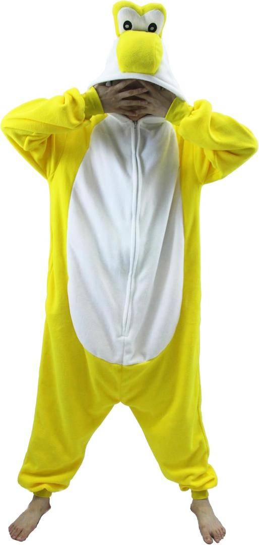 Adult Unisex Pink Yoshi Kigurumi Onesie Suit Halloween Christmas Anime Pajamas Green Yoshi Cosplay Costumes Disfraz Couple (Medium, Yellow)