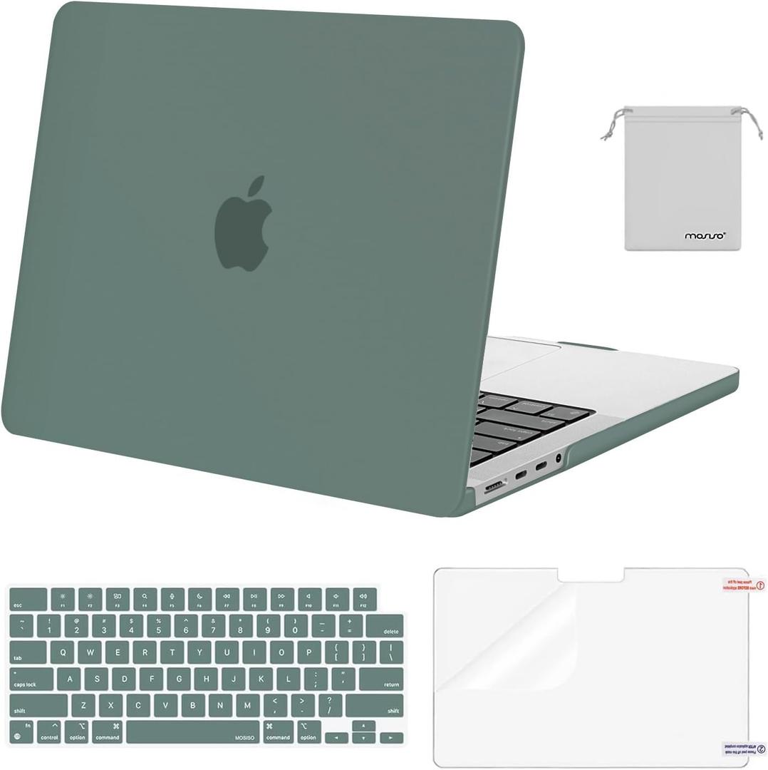 MOSISO Compatible with MacBook Pro 14 inch Case M5 2026 M4 2025 M3 M2 M1 2024-2021 A3427 A3426 A3434 A3112 A3185 A3401 A2918 A2992 A2779 A2442,Hard Case&Keyboard Skin&ScreenFilm&Pouch, Midnight Green