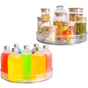 Roninkier Clear Lazy-Susan Turntable Cabinet-Organizer  2-Pack 11-Inch Lazy Susan Spice Rack Storage for Fridge Refrigerator Pantry (11 Inch 2 Pack)
