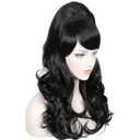 Linfairy Long Wavy Black Wig Big Bouffant Beehive Wigs for Women fits 50s 80s Costume