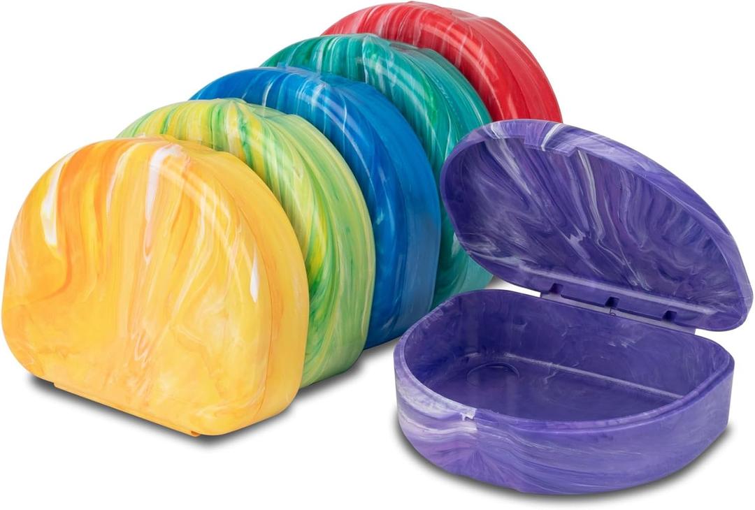 Practicon Marble Retainer Cases, Orthodontic Aligner Case, Mouth Guard Holder (3 Pack) (Assorted)