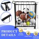 Large Garage Ball Storage Rack with WheelsRolling Sports Equipment Organizer Freestanding Ball Holder for Basketball Soccer Volleyball FootballSports Ball Storage for Garage Gym School Home