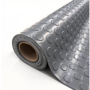 StellarStar 4x20 FT Garage Floor Mat, 2mm Thickened PVC Coin Pattern Garage Mat with 20PCS Tapes, Rubber Flooring Rolls for Under Car, Non-Slip Rubber Motorcycle Mat for Golf Cart, Trailer, Gray