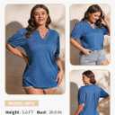 Eytino Womens Plus Size Tops V Neck Puff Short Sleeve Summer Loose Casual Solid Tees Shirts(1X-5X) (XL)