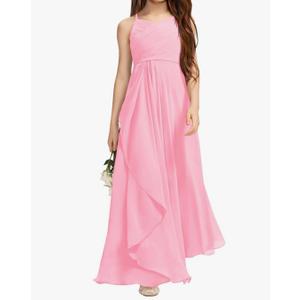 Imily Bela Girls A-Line Halter Dress Junior Bridesmaid Flower Girl Flowy Chiffon Maxi Dresses Wedding Party Pageant Gown