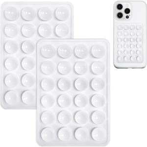 Anteel 2 Pack Silicone Suction Phone Case Mount, Non Slip Sticky Phone Grip for Cellphone, Silicon Adhesive Suction Cup Phone Mount, Strong Grip Holder for Selfies and Videos (White)