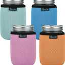 Beautyflier Regular Mouth Mason Jars 16oz Insulators, Neoprene Canning Cover for Ball Wide Mouth Pint Glass Mason Jar, 16-Ounce Pint Jars Regular Mouth Sleeve Cover Insulated Cozy, 4 Color