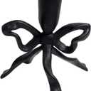 Bow Candle Holder, Bow Metal Taper Candle Holder 5" H x 4.81 W, Gold, Black, Decorative Candle Holders for Centerpiece, Table, Wedding (Black)