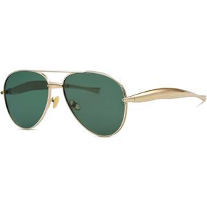 Retro Gold Aviator Sunglasses for Women Men Trendy Oversized Fashion Metal Frame Oval Designer Inspired Dupe Shades