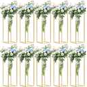 10 pcs 31.5inch/80cm High Gold Flower Stand Metal Vase Column Geometric Centerpiece Stands, Wedding Centerpieces Gold Vases Rectangular Flower Display Rack for Wedding, Party Decoration