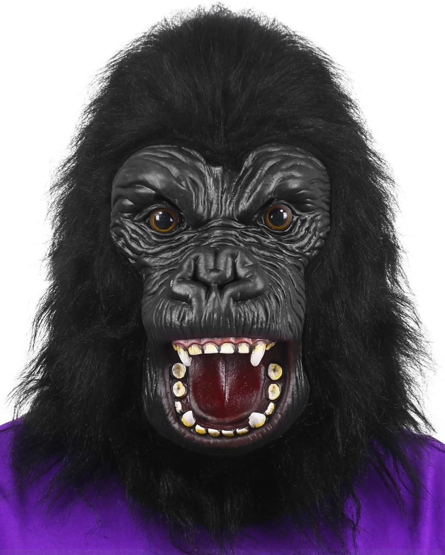 Gorilla Mask Novelty Latex Monkey Head Mask, Adult Open Mouth Gorilla Head Mask for Party Festival Halloween Masquerade Fancy Ball (Black) Gorilla Mask Novelty Latex Monkey Head Mask, Adult Open Mouth Gorilla Head Mask for Party Festival Halloween Masquerade Fancy Ball (Black)