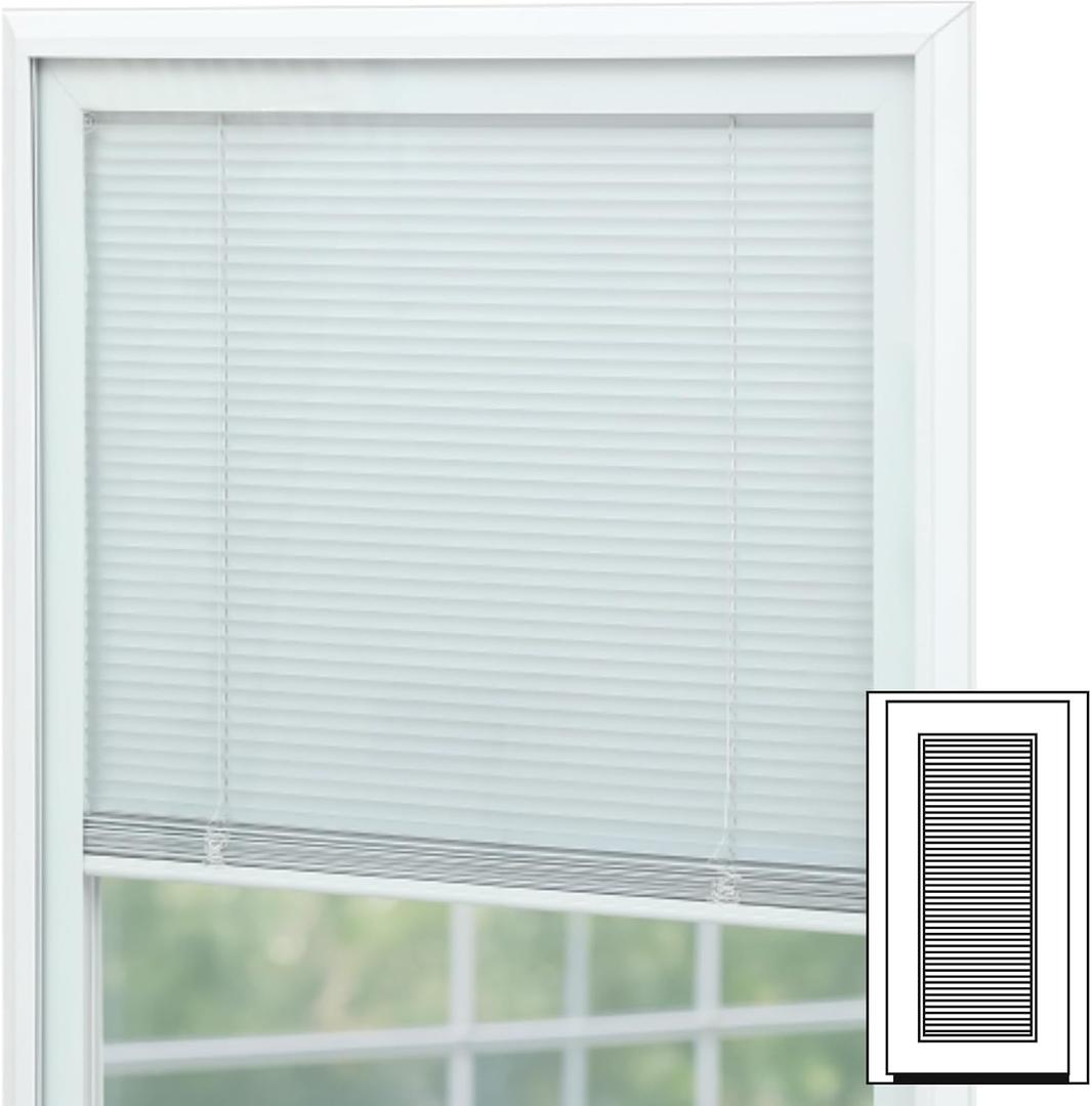 1 Pcs 24 x 66 Inches Door Blinds for Raised Frame Window with Single Glass Panels Inner Frame White Entry Door Blind Shade Window Glass Insert for Home Indoor Easy to Install Use Maintain