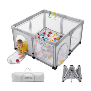 ZEEBABA Baby Playpen,71x47 inch Playpen for Babies and Toddlers, Play Pen for Kids, Play Pens for Babies and Toddlers for Apartment (Without mat)