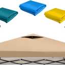 10x10 Pop Up Canopy Replacement Top Cover with Air Vent for Straight Leg Canopy Tent, Waterproof for Outdoor Garden Patio Camping Sun Shade(Top Only) (Khaki)