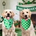 St. Patrick's Day Dog Bandanas XLarge 3PCS, 6 Pattern Green Scarf for Boy and Girl, Triangle Reversible Bibs Breed for Puppy Pets