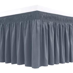 Biscaynebay Wrap Around Bed Skirts for Queen Beds 15" Drop, Dark Grey Flora Home Elastic Dust Ruffles Easy Fit Wrinkle & Fade Resistant Silky Luxurious Fabric Machine Washable