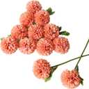 CCINEE 12Pcs Fall Artificial Flowers Chrysanthemum Ball, Autumn Silk Floral Arrangement Fake Flowers Bouquet Long Stem Hydrangea for Home Office Coffee House Parties and Wedding Decor (Orange)