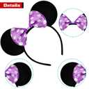 MADO 2 pack mouse ears headbands for adults women little girls boys (bright purple, onesize)