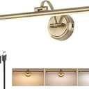 Battery Operated Picture Light, Cordless Art Light with Remote Control, Photo Frame Light with 5000mAh Battery, 3 Color Temperatures & Stepless Dimming for Gallery, Hallway(Antique Bronze, 23.6inch)