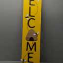 Glitzhome 42" H Welcome Sign for Front Porch, Rustic Solid Wood Welcome Porch Sign with Bee Vertical Standing or Hanging Signs for Porch Door Home Yard Indoor Decor ("Welcome" With Bee)