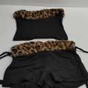 Sexy Cheetah Two Piece Set Concert Festival Leopard Tube Top Club Outfit Going Out Micro Shorts Rave, Large