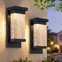 2 Pack Motion Sensor LED Outdoor Lights, 15" Dusk to Dawn Exterior Lighting Fixtures with Attractive Glass, Large Modern Black Outside Sconces Lights Porch for House, Front Door, Garage