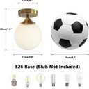 KCO Lighting Small Milk Glass Globe Semi Flush Mount Ceiling Light Mid Century Modern Gold Ceiling Light Fixtures Brass Hallway Light for Hallway Entryway Bedroom