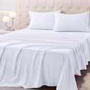 Queen Size Bed Sheet Set - 4 Piece Soft Microfiber Sheets with Deep Pockets, Cooling Technology, and Wrinkle-Free Pillowcase. Hotel-Quality, Durable Bedding, Brilliant White