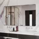 ISKM Silver Framed Mirror for Wal Bathroom Mirror for Wall 51" x 30" Matte Framed Vanity Mirror Anti-Rust, Tempered Glass, Rounded Rectangle Mirror(Horizontal/Vertical)