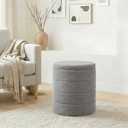 CAIPINFUL 14.5 in Round Storage Ottoman,Boucle Sherpa Ottoman with Tray, Faux Teddy Footrest for Bedroom Dorm Living Room