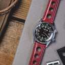 Barton Racing & Rally Horween Leather Straps with Integrated Quick Release Spring Bars - Standard Length fits Wrists 5" to 8"-18mm, 19mm, 20mm, 21mm, 22mm, 23mm & 24mm Watch Bands - Choose Strap Color & Width (Crimson Red (Rally Style))