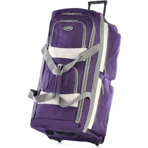 Olympia U.S.A. 33 inch Jumbo Size 8 Pockets Wheeled Rolling Duffel Bag Water Resistant Luggage Lightweight Travel Suitcase with Retractable Handle (Dark Lavender)