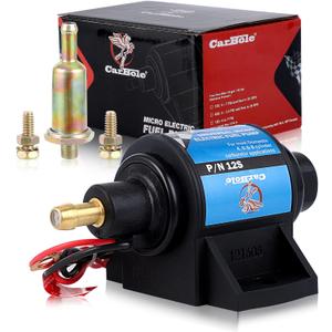 CarBole Micro Electric Gasoline Fuel Pump Universal 5/16 inch Inlet and Outlet 12V 1-2A 35GPH 4-7 P.S.I.