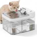 Cat Water Fountain, Filterless Cordless Cat Water Bowl, Wastewater Separation, Stainless Steel Tray, Not Continuous-Flow Auto-Refill Pet Water Dispenser with Scheduled Water Refresh, White