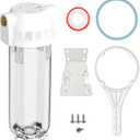 Whole House/RV Water Filter Housing Clear, 10" X 2.5" Inline Sediment Water Filter for RV, Home, Garden, Aquarium, Maple Syrup RO System, 3/4" NPT Brass Port,R-Type O-Ring,Heavy Duty Bracket-1025CBH