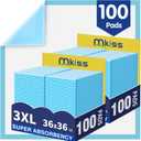 MKISS Bed Pads Disposable 36" x 36" (100 Counts), Large Incontinence Underpads Leakproof Quick Drying Max Absorbent Disposable Pee Pads for Adults, Baby, Puppy, Children, Elderly