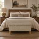 HomePop Malmo 36" Storage Bench - Tan Geometric Pattern, 16"D x 36"W x 17.5"H