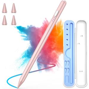 Stylus Pen for iPad 2018-2025, 15 Mins Fast Charge for Apple Pencil with Palm Rejection, Compatible with iPad 11/10/9/8/7/6, Pro M4/12.9"(6/5/4/3)/11", Air M3/M2/5/4/3, Mini A17 Pro/6/5,Rose
