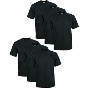 Pro Club Men's 6-Pack Heavyweight Cotton Short Sleeve Crew Neck T-Shirt (Black) M