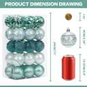 30PCS 2.36IN Christmas Tree Ornaments Assorted Pendant Shatterproof Ball Ornament Set Seasonal Decorations with Reusable Hand-Help Gift Boxes Ideal for Holiday and Party (White/Green)