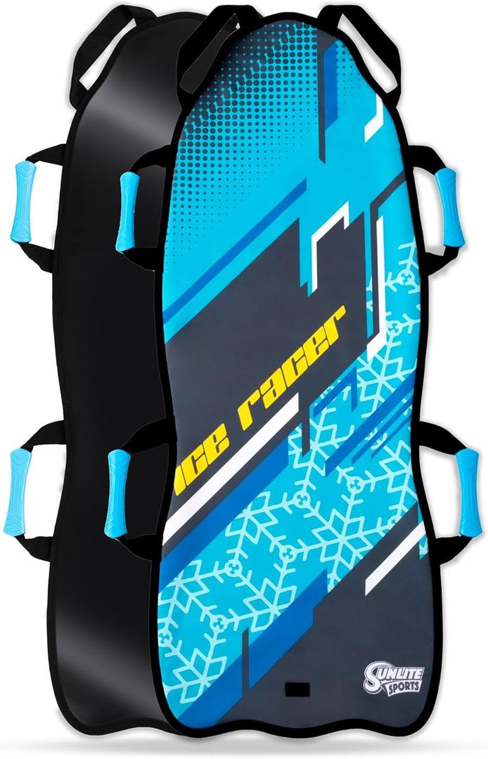 Sunlite Sports 45 Snow Sled  Foldable or Foam Style Toboggan for Kids & Adults, Reinforced Bottom, Durable Stitching & Ergonomic Handles  Lightweight & Portable Winter Sled (2.2) Arctic Breeze 45" Foldable Sled Gift Version)