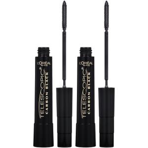 LOreal Paris Makeup Original Telescopic Mascara, Separating Mascara Volume and Length Formula, Washable, Carbon Black, 0.27 Fl Oz., 2 Count
