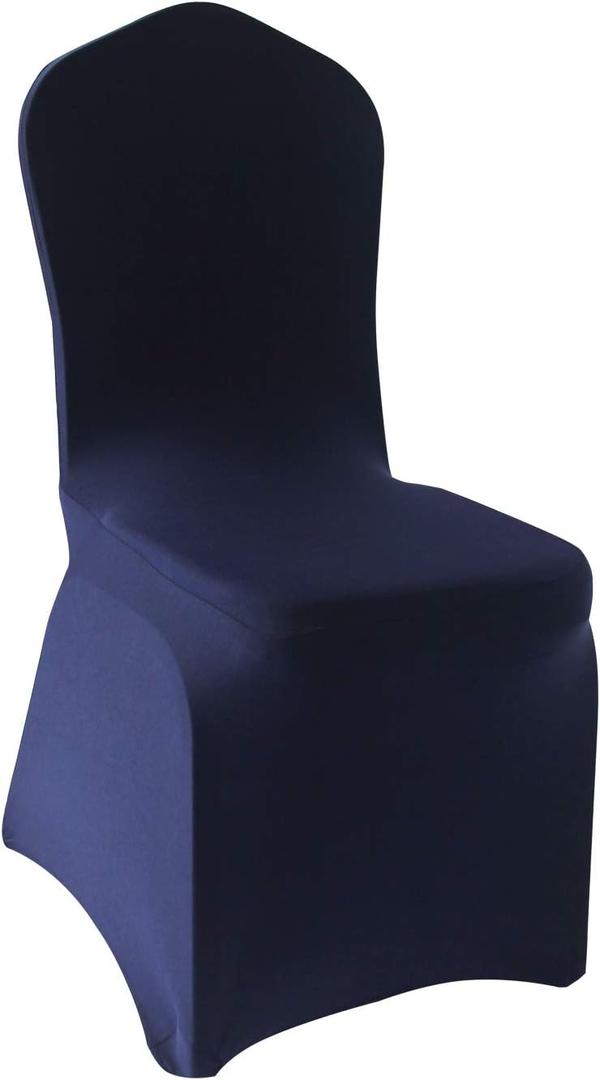 Navy Stretch Spandex Chair Covers - 28 pcs Wedding Party Dining Scuba Elastic Chair Covers (Navy, 28)