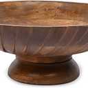 EDHAS Mango Wood Decorative Wooden Bowl Hand Carved Home Decor for Dining Table Center, Living Room, Kitchen Décor (12" x 12' x 4.75")